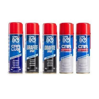 Imagem de Kit 2 Grafite Spray 2 Limpa Contato E 1 Desengripante Car80