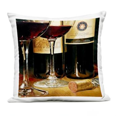 Imagem de Stupell Industries Almofada vintage impressa para ambientes externos com vista de vinho e cortiça, 45 x 18 x 46, preta