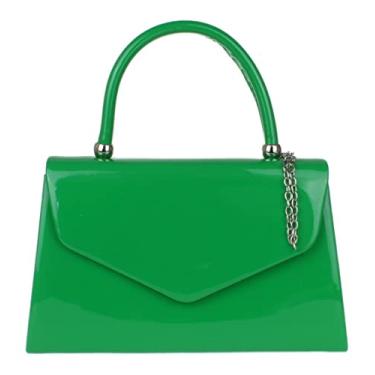 Imagem de Girly HandBags Bolsa clutch patenteada pequena capa rígida feminina, Verde, W 23, H 15, D 7 cm (W 9, H 6, D 3 inches)