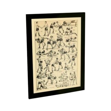 Imagem de Quadro Decorativo Wrestling Luta Olímpica Ilustração Retro Decoração Quarto Sala