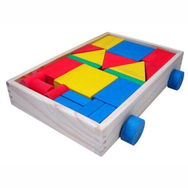 Imagem de Carro Com Blocos Em Madeira - Multicolorido - Ciabrink