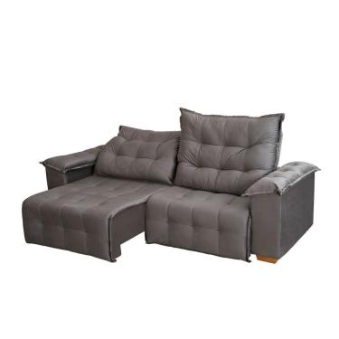 Imagem de Sofá Retrátil E Reclinável 3 Lugares 2,30m Milão Cinza - Meu Estofado