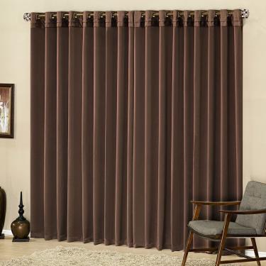 Imagem de Cortina Parys 3 Metros Semi Blackout Sala Quarto Para Varão - Tabaco