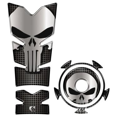 Imagem de Kit Protetor Tanque E Bocal Adesivo Moto Yamaha Fz15 Punisher Cor Preto