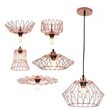 Imagem de Lustre Pendente Luminaria Ajustavel Metal Aramado Flexivel Design Moderno Decoraçao Cas...