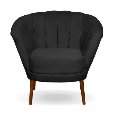 Imagem de Poltrona Cadeira Pétala Flor Decorativa Suede Preto