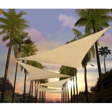 Imagem de Amgo Toldo Vela Triangular Bege De 12' X Com Cobertura Proteção Solar Upf50+ Agslt, 95% Bloqueio Uv, Permeável À Água E Ao Ar, 200 G/M² Para Serviços Pesados, Comercial Residencial (Fazemos Tamanhos