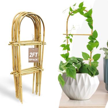 Imagem de Avalution Pacote Com 10 Treliças De Bambu Em U Para Plantas Trepadeiras, Escada Jardim 2 Pés Vasos Internos, Suporte Pequenas Domésticas, Hera, Hoya, Trepadeira, Monstera