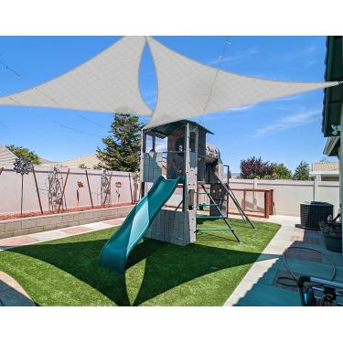 Imagem de COARBOR Guarda-Sol 7' X, Toldo, Tela Triangular Resistente, Para Áreas Externas, Pátio, Jardim, Quintal, Deck, Pérgola, Cinza Claro