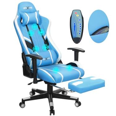 Imagem de Douxlife Cadeira para jogos de massagem de 7 pontos, poltrona reclinável para jogos de 175° com apoio para os pés, cadeira ergonômica de escritório para jogos de computador, cadeira de videogame com