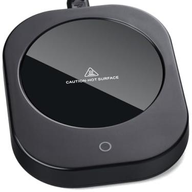 Imagem de DOPUDO Aquecedor De Canecas Com Desligamento Automático 4 Horas, 3 Configurações Temperatura, Elétrico Retangular Preto Fosco Para Bebidas, Painel Vidro Borossilicato, Cabo 54 Polegadas, Café Mesa,