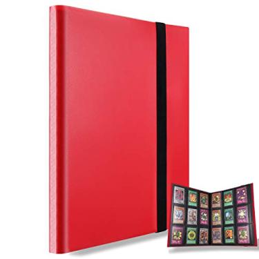 Imagem de AITIME Álbum De Fichário Para Cartões Colecionáveis 360 Pockets, Capas Pp Com Carregamento Lateral, Protetor E Cupons (Vermelho)
