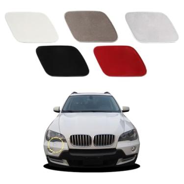 Imagem de Goholy Capa de arruela de farol de para-choque dianteiro de carro compatível com BMW X5 E70 2007-2012 Capa de bico de arruela de farol 51657199141 51657199142 Capa de spray de água sem pintura lado