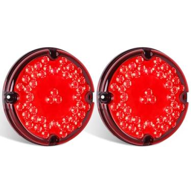 Imagem de ASNOO 2 peças de luz traseira redonda de LED de 17 polegadas com lente de reflexo interno, parada/freio/seta/luz de estacionamento submersível para caminhões, trailers, ônibus, trailers e veículos