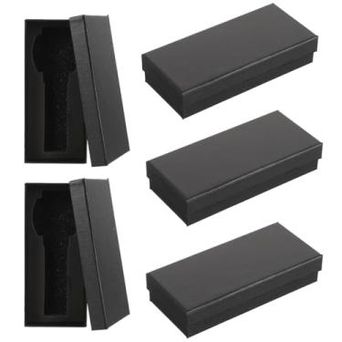 Imagem de NOLITOY 5 peças, caixa de relógio com 1 compartimento, caixa de armazenamento de relógio de papelão preta 14 x 6 cm, suporte para exibição com esponja para relógios de pulso, pulseira, organizador de