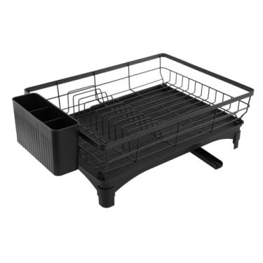 Imagem de Fenteer Escorredor de pratos para balcão de cozinha, organizador de utensílios de cozinha, suporte para copos, suporte para utensílios de armazenamento com