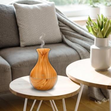 Imagem de Umidificador de Ar 130ML Ultrassônico Na Cor Madeira Clara Com 7 Opções de Cores Led Portátil, Aromatizador de Ar e Difusor de Aromas Elétrico Tipo Abajur Silencioso e Sofisticado.