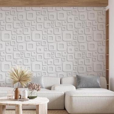 Imagem de Kit 10 Rolos Papel De Parede Adesivo Abstrato 3D Branco 3,0M - Gh Pape