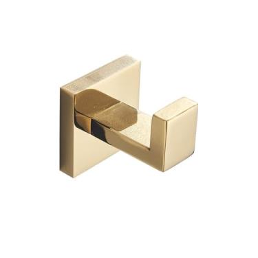Imagem de Conjunto de ferragens para banheiro dourado - Prateleira para toalheiro com revestimento PVD e suporte de papel higiênico - Acessórios para banheiro em aço inoxidável com ganchos para roupão, gancho p