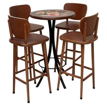 Imagem de Conjunto de Bistrô  Beer com 4 banquetas - DG Móveis - Reisol Móveis