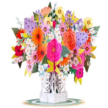 Imagem de Paper Love Cartão pop-up de arranjo floral 3D com buquê de flores pop-up de lembrança destacável, presente para aniversário, formatura, fique bem, obrigado, todas as ocasiões ou apenas porque - capa