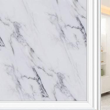 Imagem de Película de janela de privacidade de mármore, textura de estilo mármore, filme de vidro para sala de estar e escritório em casa, L90 x C 190 cm