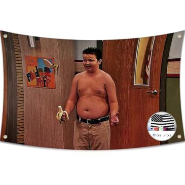 Imagem de Bandeira iCarly do Gibby sem camisa da Probsin, faixa de 9 x 1,5 m, pôster divertido com resistência UV e bandeira de parede de caverna masculina durável com ilhós de latão para decoração de dormitório de faculdade, ao ar livre, festas, presente