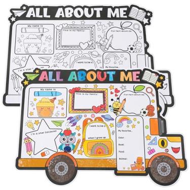 Imagem de X1zuue All About Me Student Posters - 40 peças Ônibus escolar ler tudo sobre mim pôster de estudantes estrela volta às aulas preencher pôsteres para crianças jardim de infância sala de aula primária