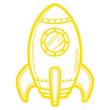 Imagem de Adesivo FOGUETE Ideal para notebook carro portas vidros Paredes Quarto Infantil vários tamanhos (AMARELO, 50X65,9cm)