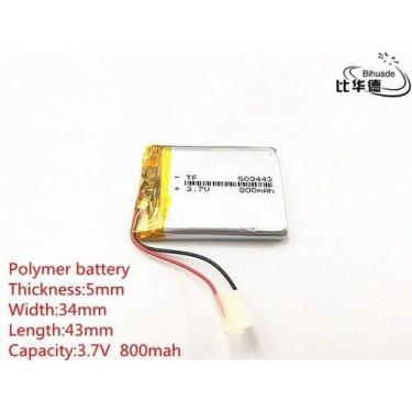 Imagem de Bateria 3,7v  800mah  5mm X 34mm X 43mm Com 2 Fios - bgb