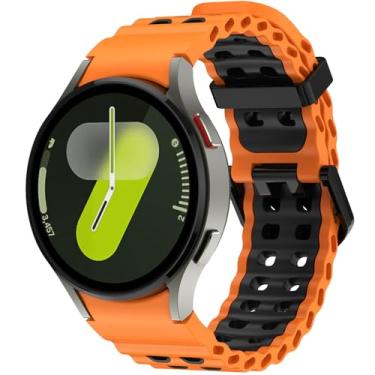Imagem de Pulseiras de silicone marinho compatíveis com Samsung Galaxy Watch Ultra 7 6 5 4 FE de 47 mm, 40 mm, 44 mm, 5 Pro 6, pulseira respirável, esportiva sem lacunas, compatível com Samsung Watch Ultra de