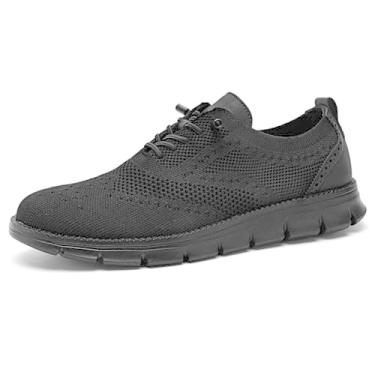 Imagem de Sapato Oxford masculino de lona, leve, casual, para caminhada, confortável, respirável, para uso diário, 5802-preto, 46