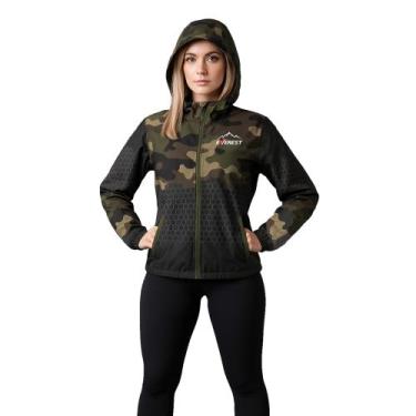 Imagem de Jaqueta Corta Vento Feminina Com Capuz Camuflada Verde - Fantasia Bras
