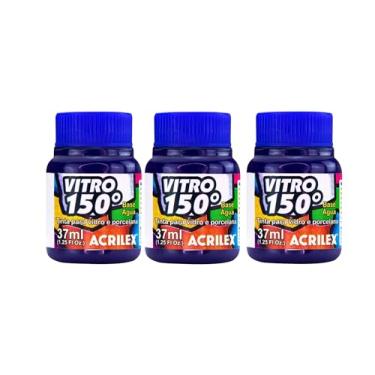 Imagem de Kit Com 3 Tintas Acrilex para Vidro 37ml - Vitro 150 Escolha Sua Cor à Base de Água, Cerâmica e Porcelana Durabilidade e Acabamento Impecável em Projetos de Pintura em Vidro, Porcelana, Cerâmica e Faiança. (Azul 559)