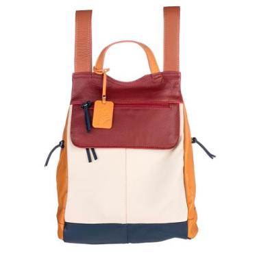 Imagem de Mochila de Couro Legítimo Malu Colorida Resistente e Confort - ShopMix