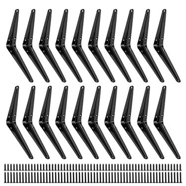 Imagem de ICOOL Pacote Com 20 Suportes De Prateleira De 8 X 6", Suporte De Prateleira Flutuante, Suporte De Ferro Decorativo, Suportes De Ângulo De Junta De Suporte De Canto De Parede, Suportes Em L De Metal, S