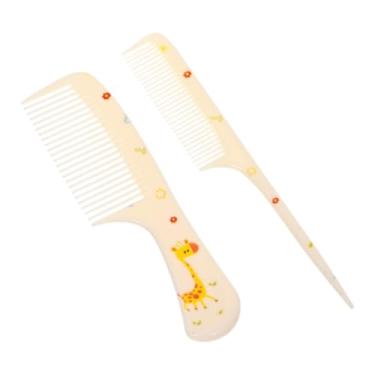 Imagem de Conjunto com 2 Pentes Infantis – Cores Sortidas com Personagens – Pente Fino e Largo – Ideal para Bebês e Crianças (Bege Girafinha)