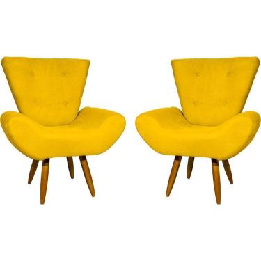 Imagem de Kit 2 Poltronas Decorativa Para Sala Recepção Manicure Consultório Escritório Emilia Suede