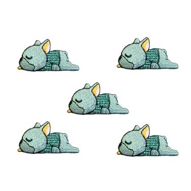 Imagem de Bru_289 Conjunto de 5 peças Mini Bulldog Francês Filhote de Cachorro Remendos Bonito Logotipo de Desenho Animado 11 Patches Costurar Ferro em Aplique Bordado Emblema Sinal Remendo Roupas DIY Fantasia