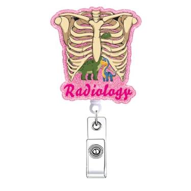 Imagem de Carretel de crachá de radiologia de pulmão de esqueleto engraçado, retrátil, bonito, presentes tecnológicos, ortopédicos, enfermeiras, enfermeiras, com clipe jacaré, divertido, cuidados de saúde, RN