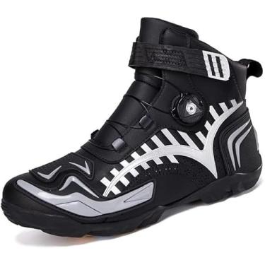Imagem de Sapatos De Motocicleta - Design De Fivela Rotativa Antiderrapante Confortável Respirável Tênis Masculinos Casuais Para Motocicleta Botas De Moto à Prova D'água, White, 44 EU