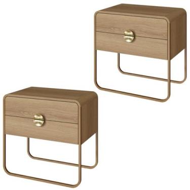 Imagem de Kit 02 Mesas De Cabeceira 2G Organica 60 cm 28062 Hanover Dourado Arte