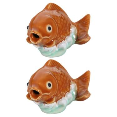 Imagem de jojofuny 2pcs Tampa de Parafuso de Vaso Sanitário: Tampa Decorativa em Cerâmica de Carpa, Peças de Substituição com Tema Divertido, 4.52 x 3.34 x 2.55 Polegadas, Múltiplo