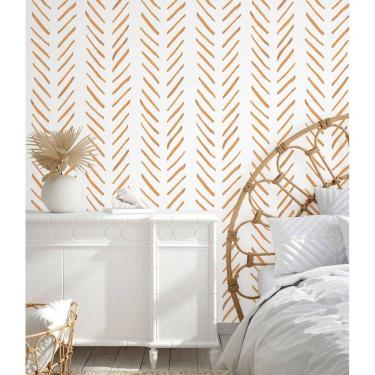 Imagem de Papel de parede HAOKHOME Boho Stripes em terracota/branco Chevron