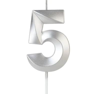 Imagem de Vela de Aniversario Design Prata Perolizada (Numero 5)