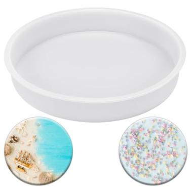 Imagem de Molde de mesa extra grande de resina redonda de silicone de 30,5 cm, molde de relógio de mesa para fundição de resina epóxi, artesanato faça você mesmo, tábua de corte, decoração de mesa