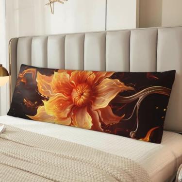 Imagem de Capa de travesseiro de corpo de flor de chama, microfibra longa, presentes para mulheres, homens, fronha de corpo ultra macia e aconchegante com zíper oculto para decoração de casa 50 x 137 cm