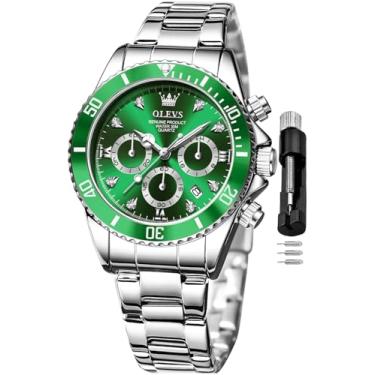 Imagem de OLEVS Relógio feminino moderno ouro rosa diamante analógico quartzo feminino relógios de pulso para mulheres vestido de luxo feminino de aço inoxidável luminoso à prova d'água data data, 5632 - verde