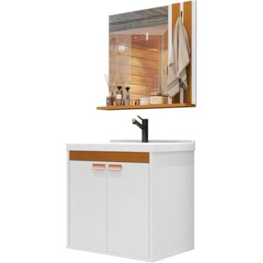 Imagem de Conjunto Armário Gabinete Com Cuba E Espelho Para Banheiro Pallas (Branco)