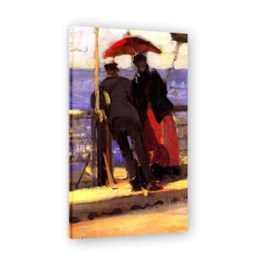 Imagem de Leaning Together John Lavery Iconic Realist Portrait & War Scene Canvas Art – Decoração de parede irlandesa atemporal para casa emoldurada 30 x 54 cm